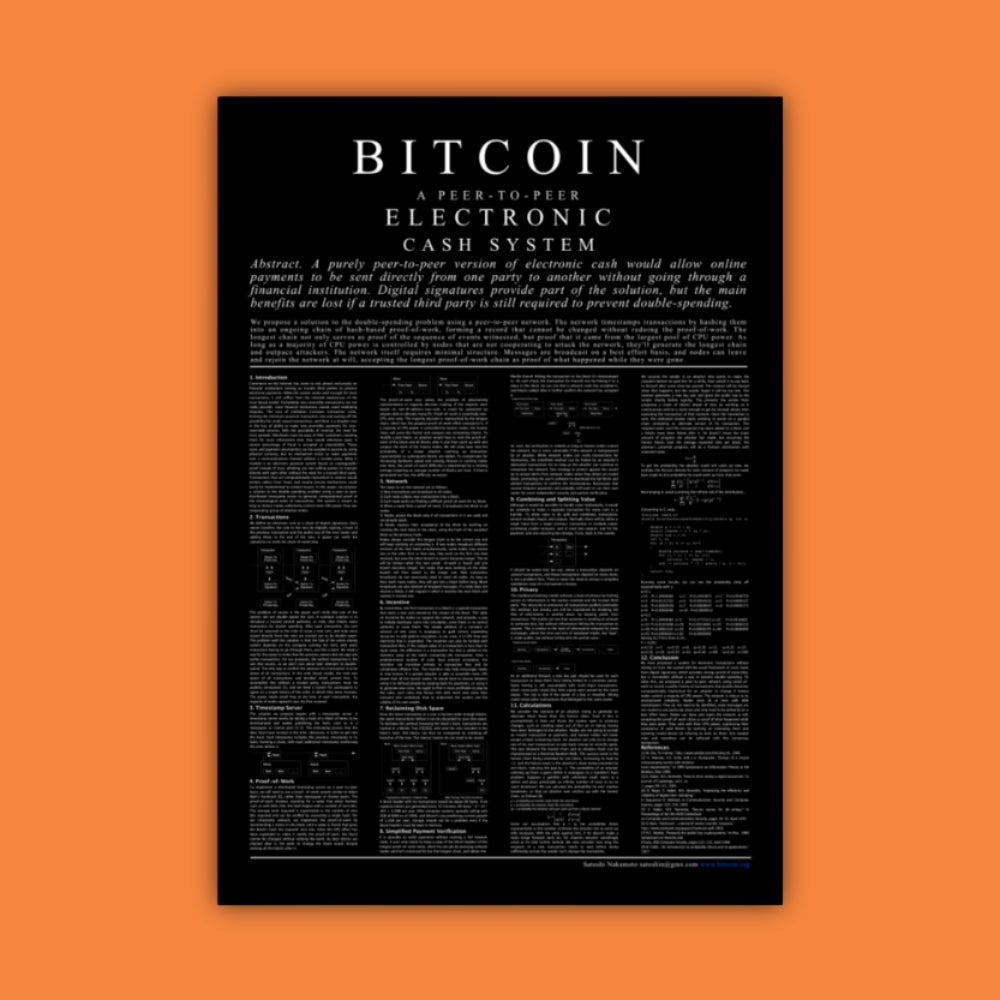 Bitcoin Whitepaper, mat sort — Plakat